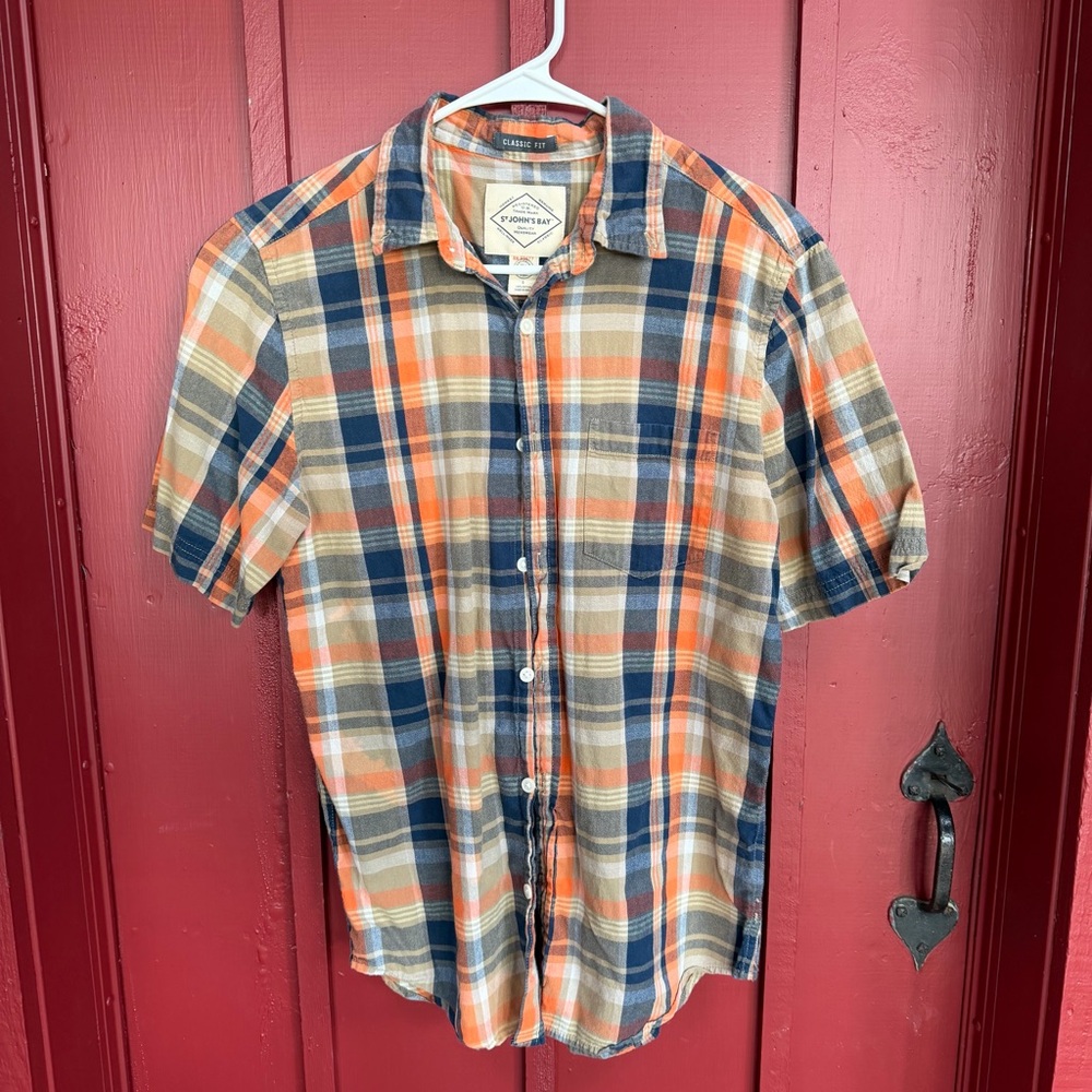 Orange Plaid Button Down! The color is 🔥 - Picture 1 of 9